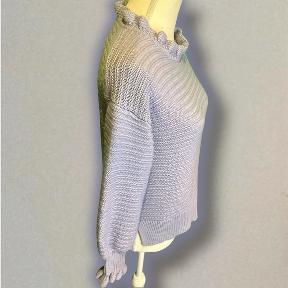 Madewell ‘Ruffle Neck Pullover Sweater’ in Cotton Merino Wool in Dusk Periwinkle - Picture 13 of 16